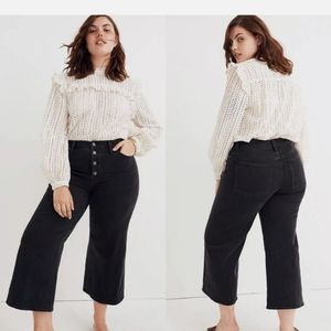 NWT Madewell Dark Button-Fly Wide-Leg Crop Jean